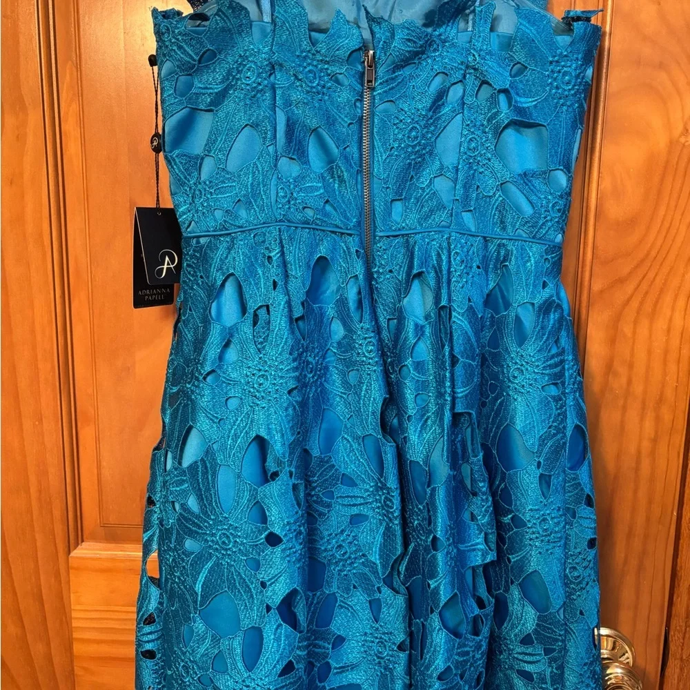 Adrianna Papell Blue Spaghetti Strap Sundress for Weddings - Picture 3 of 4